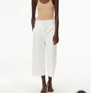 Tibi White Wide Leg Pants Trousers cotton natural fibers
